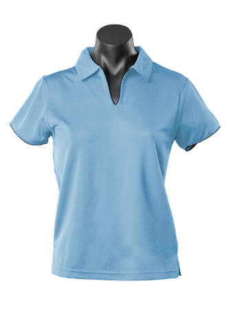 Aussie Pacific Ladies Yarra Polo Shirt 2302 Casual Wear Aussie Pacific Sky/Navy 16-18 